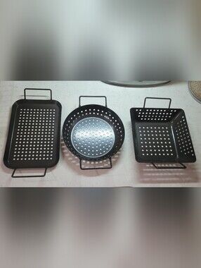 Black Steel Perforated Grill Baskets